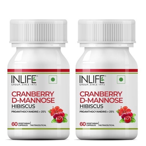 [BRSWYFITPMFAYFA4] INLIFE Cranberry D-Mannose Hibiscus Supplement, 60 Veg Caps (Pack of 2)