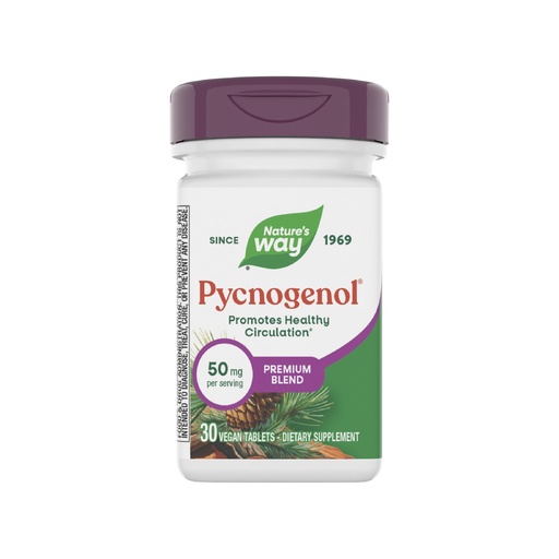 [BRSWIYQ6CYFBAYDI] Nature's Way Pycnogenol Premium Blend, Promotes Healthy Circulation*, Antioxidant Support*, 50 mg per Serving, 30 Vegan Tablets (Packaging May Vary)