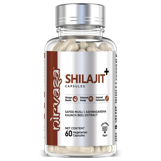 [BRSRMZYOCV6RMCLO] Nirvasa Pure Shilajit/Shilajeet (800mg) 60 Capsules | Boost Strength, Stamina, Energy & Immunity | Supports Vitality, Performance & Muscle Growth | Ashwagandha, Safed Musli & Kaunch Beej (Pack of 1)