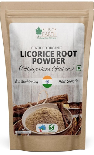 [BRSWYZQ3BF6BSH3G] Bliss of Earth Organic Licorice Root Powder For Eating Mulethi Powder For Digestion Skin Whitening Hair & face 453 gm