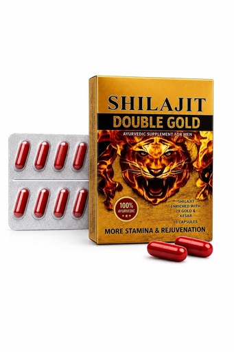 [BRSRYZARCUIRSAL4] Shilajit Double Gold Ayurvedic Capsules for Men, 10 Caps by Dr.Chopra