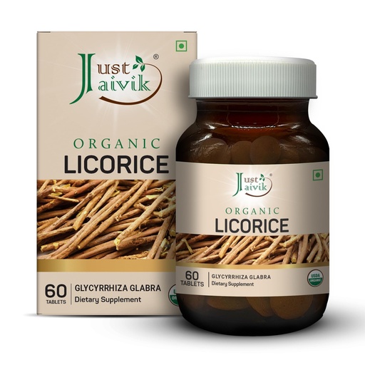 [BRSRYYILOAFA4CIZ] Just Jaivik Organic Licorice Root Tablets 600 mg 60 count