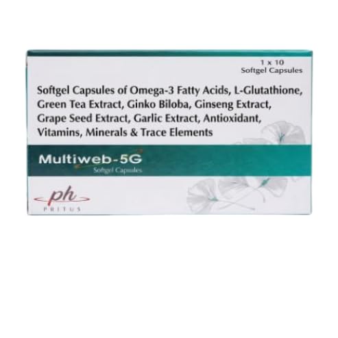 [BRSRYZAYAEAWMGYY] Multiveb-5G Softgel Capsules | Omega 3 Fatty Acids, L-Glutathione, Green Tea Extract, Vitamins, Minerals | 10 Capsules | Pack of 3