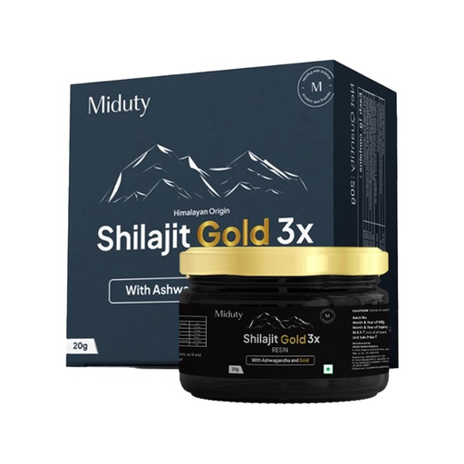 [BRSRAGDRCMJW2FY7] Miduty Shilajit Gold 3X Resin 500–1000mg Serving - Pure Himalayan Shilajit with Gold & Ashwagandha - 100% Ayurvedic - Coffee Free Formula - Lab Tested- 20 grams