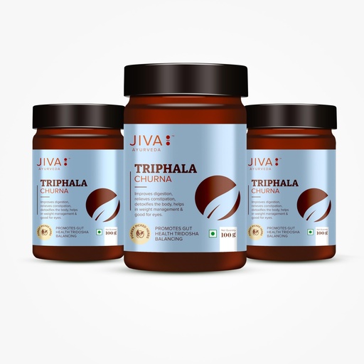[BRSWGZIYBUCBOET7] Jiva Triphala Churna (100 x 3) 300g | Ayurvedic Triphala Powder with Amla, Harad & Baheda | Improves Digestion, Colon Cleanse, Gut Health, Immunity | Natural Detox | Contains Bioactive & Antioxidants