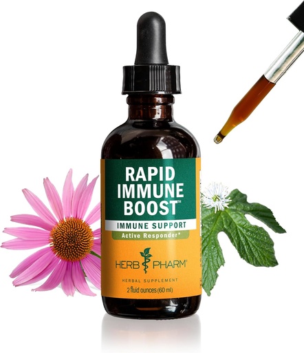 [BRSWKGL2CQNBOYI3] Herb Pharm Organic Rapid Immune Boost: Fast-Absorbing Tincture for Adults, Echinacea Tincture with Goldenseal, Ginger Extract " Elderberry, Immune Support Suplemento " Wellness Aid, 2 Oz