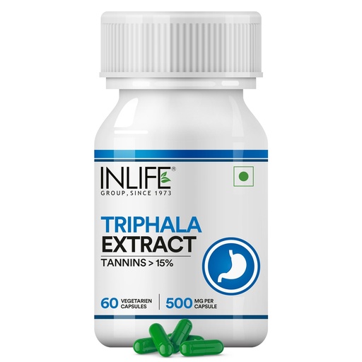 [BRSWGEAOCB5RGYA7] INLIFE Triphala 500mg, Amlaki Haritaki, Gut & Immunity, 60 Veg Capsules (Pack of 1)