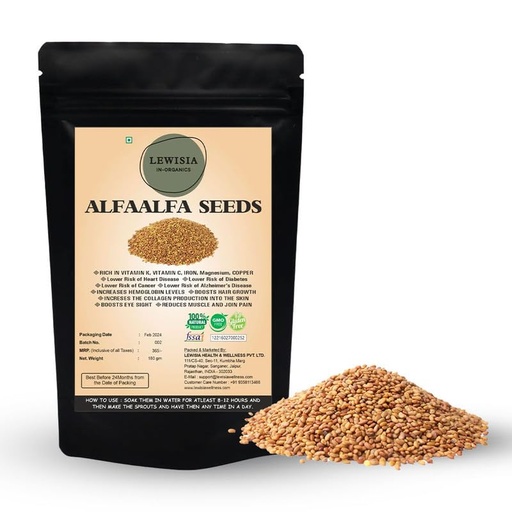 [BRSROFI7OICAG3DB] LEWISIA IN ORGANICS Alfaalfa Seed 180g – Alfalfa Seeds for Sprouting, Rich in Vitamins and Minerals, Ideal for Salads, Smoothies & Healthy Recipes, Boosts Immunity & Wellness