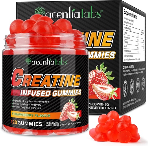 [BRSRAHAHOUCGAGY2] Creatine Monahydrate Gummies for Men Women Muscle Growth, Sugar Free - Improve Strength & Performance, Bulk Supplements Creatine - Pre Workout Gummies- 120pcs