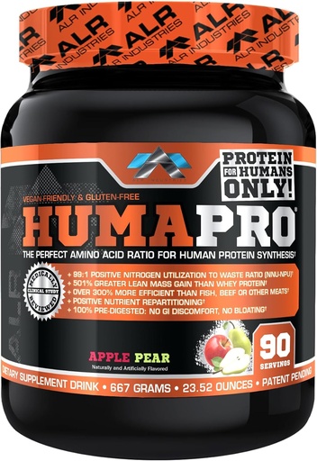 [BRSROFTROUNQKE32] Humapro | Amino Acids Protein Matrix for Humans | 99% Utilization for Lean Muscle | Vegan, Gluten Free | 667g / 90 Servings (Apple Pear)