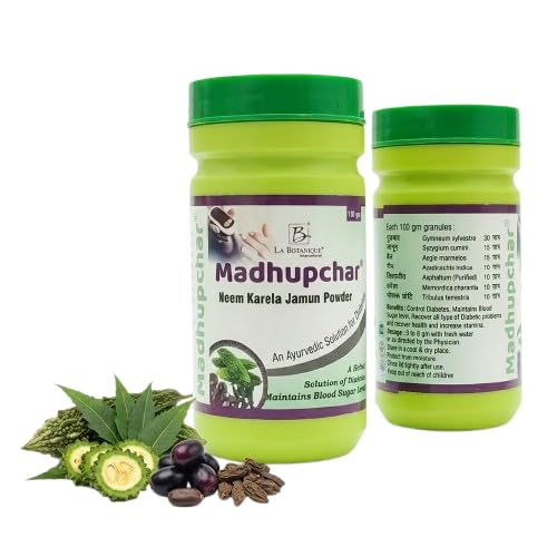 [BRSRGBA5AAHB6EQV] LA BOTANIQUE Madhupchar Neem Karela Jamun Powder for Blood Sugar Management - 100g | Ayurvedic Herbal Supplement Powder for Glucose Support & Metabolism | Natural Ingredients with Shilajit & Gudmar