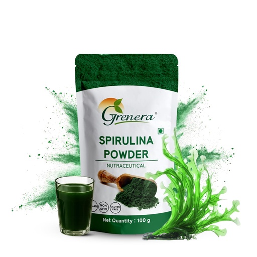 [BRSWKYTZOYEBUADO] Grenera Spirulina Powder, Rich in Protein, Vitamins, Minerals, Gluten Free, Vegan, Non GMO, 100 grams