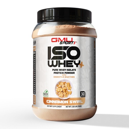 [BRSROHY2BEMGKETU] GMU SPORT - 100% Whey Protein Isolate Powder - 2 LB Whey Isolate Protein Powder with Collagen Peptides, Digestive Enzymes & BCAAs - Protein Powder with 30 Servings - Cinnamon Swirl