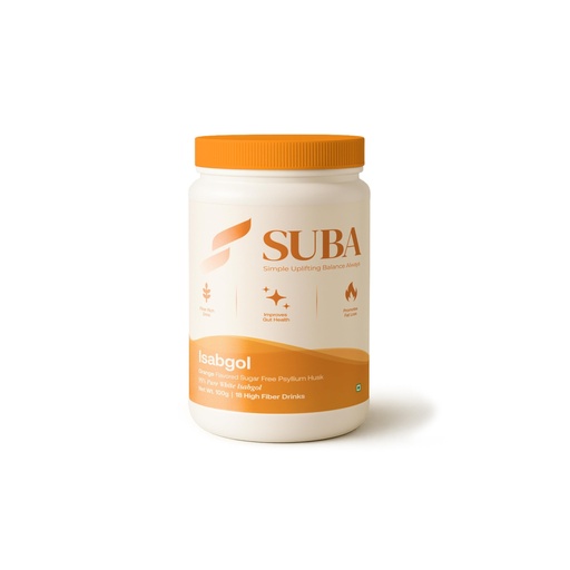 [BRSRGFQ5CR5WKYIV] SUBA Isabgol Psyllium Husk Powder Orange Flavor | Sugar Free Fiber Drink Mix | 99% Pure White Isabgol | Gluten Free | 100 g (Approx. 18 Servings)