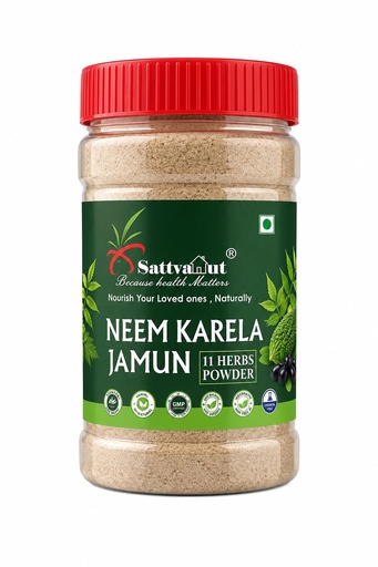 [BRSRY2QRDJYGMFYZ] Neem Karela Jamun 11 Herbs Powder 200g | 100% Pure Ayurvedic Herbal Blend | Neem, Karela, Jamun, Amla, Giloy & Triphala | Natural Herbal Powder