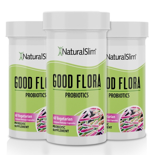 [BRSRMZT7CIMGCHQ4] NaturalSlim Good Flora, Probiotics for Women & Men - Gut Health Supplements with 7 Powerful Strains for De-Bloating & Vitality - Probiotics for Digestive Health, 60 Vegetarian Capsules, 3 Pack