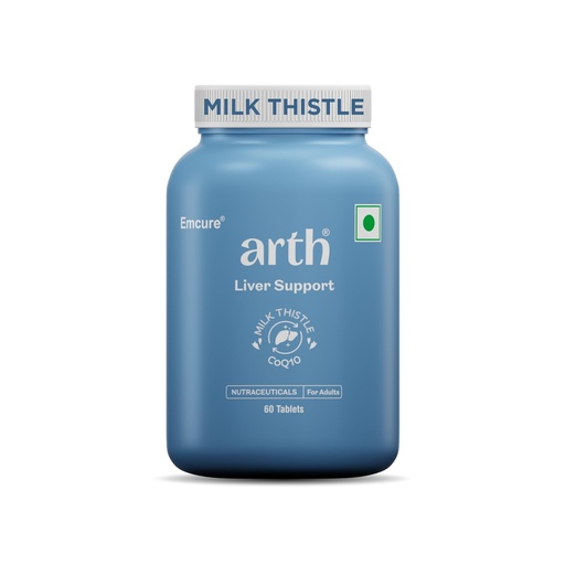[BRSREYD2DIOWCAIY] Arth Liver Health Supplement | With Milk Thistle (Silymarin 600mg), CoQ10, Vitamin C & E | Helps in Fatty Liver Management & Digestion | Anti-inflammatory & Antioxidant Support | For Men & Women | 60 Veg Tablets