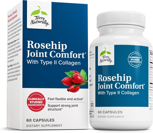 [BRSRMFIEPMPAOA3X] Terry Naturally Rosehip Joint Comfort - Healthy Joint Mobility & Flexibility Support Supplement - Supplement with Type II Collagen - Joint Structure & Cartilage Supplement - 60 Capsules
