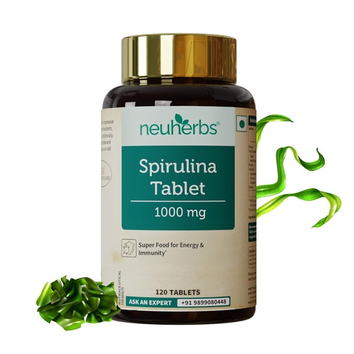 [BRSRMHQ7PIHWAHTV] Neuherbs Spirulina 1000mg Per Serving - 120 Tablets | Boost Energy, Immunity & Metabolism | Supports Weight Management |