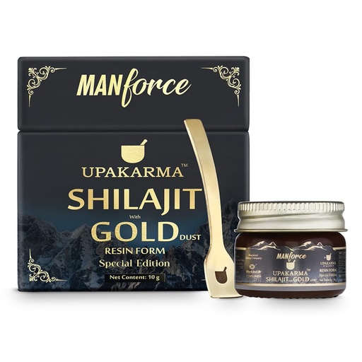 [BRSRYYYKCMBBUCLV] Manforce shilajit/Shilajit Gold Resin - 10g | 500mg/Serving | Boost Muscle Growth & Stamina | Contains 24 Carat Gold | 100% Ayurvedic