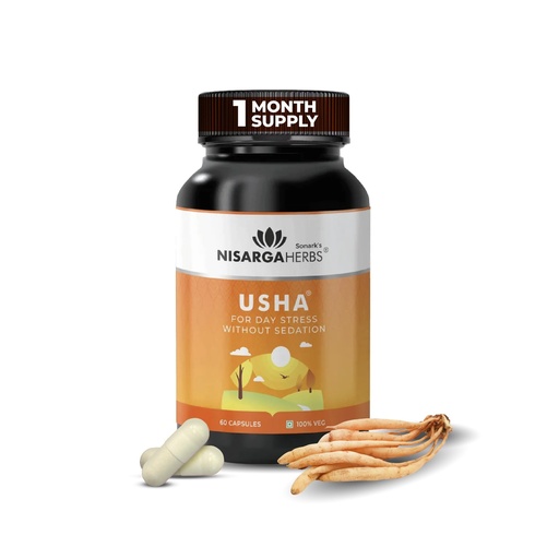 [BRSWGBA7PIIBAHT5] SONARK'S NISARGA HERBS Usha (60 Veg Capsules) – Ayurvedic Daily Stress & Mood Support – Natural Ashwagandha & Shatavari Energy Booster for Mind & Body Rejuvenation