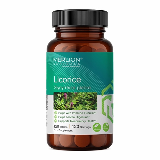 [BRSW2HAYBABA2GTG] Merlion Naturals Licorice Tablets, Glycyrrhiza glabra, 500mg (120 Tablets)