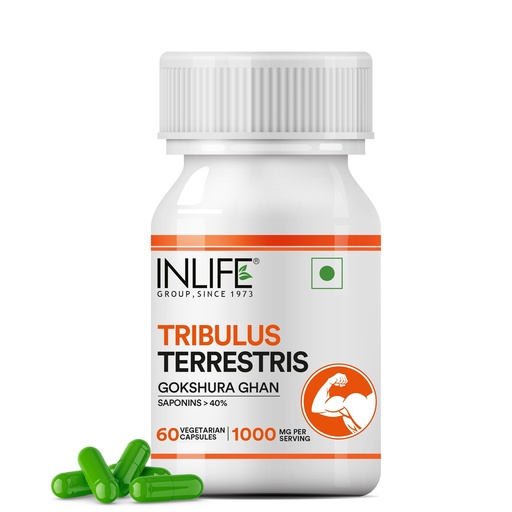 [BRSWKFA4BN6WYYLA] INLIFE Tribulus Terrestris Supplement 1000mg, Gokshura, 60 Veg Caps