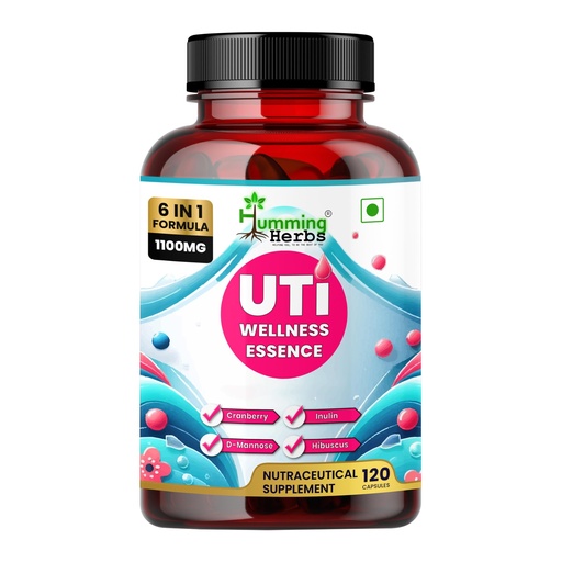 [BRSREFDQB5YWCCYV] Humming Herbs Urinary Tract Wellness 6-in-1 with D-Mannose, Cranberry, Hibiscus, Probiotics & Prebiotic Inulin – Urinary Comfort & Cleansing Support – 120 Veg Capsules