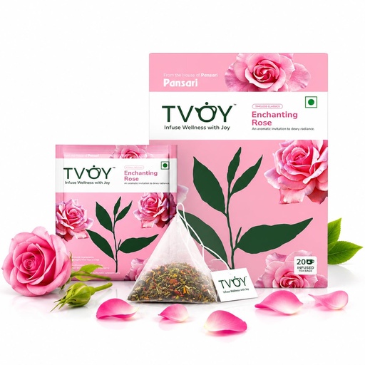 [BRSRAZTQPIDRG2QU] TVOY Enchanting Rose Green Tea Bags