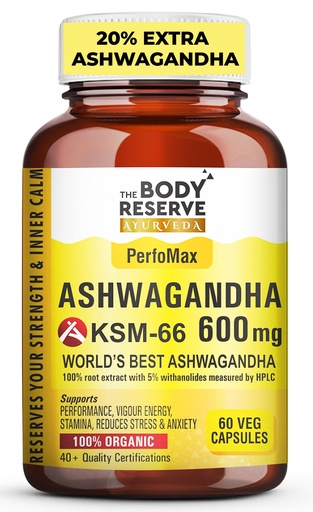 [BRSRG2QFCN5RUGTD] The Body Reserve Ashwagandha KSM66-60 Capsules Ashwagandha KSM 66 for men & Women Supports Stress Management & Muscle Recovery