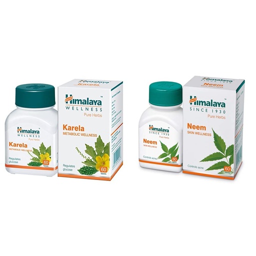 [BRSWYYDYPMFGKC33] Himalaya Wellness Pure Herbs Karela Metabolic Wellness - 60 Tablet & Himalaya Wellness Pure Herbs Neem Skin Wellness - 60 Tablets