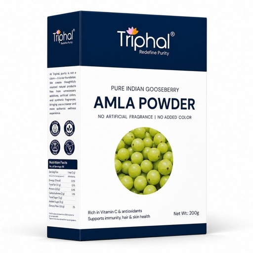[BRSRABIPCANAGHTH] TRIPHAL Amla Powder 200g | Edible Grade – Eat or Apply | Indian Gooseberry (Emblica officinalis) Amalaki Churna for Daily Use & Hair Mask | Single Herb, No Fillers, No Added Colour