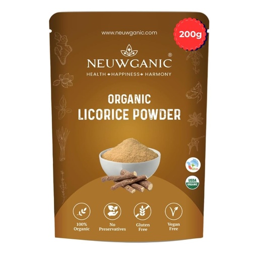 [BRSROFALAUBAYGTX] Organic Liquorice Powder - Mulethi Powder - India Organic and USDA Certified - Ideal For Making Kadha/Herbal Teas - 200 Gm - Pack Of 1
