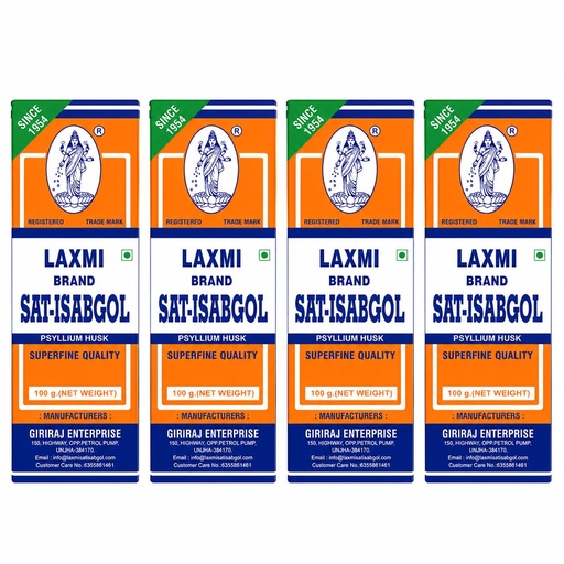[BRSW2HANCINWA3LX] Laxmi Sat Isabgol Psyllium Husk Powder-100 gm (Pack of 4) | For Constipation Relief & Gut Health | High Fiber Supplement | Supports Easy Bowel Movement, Digestive Wellness & Bloating Relief | 100 gm (Pack of 4)