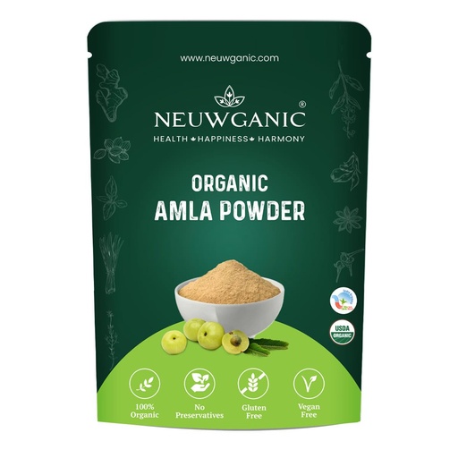 [BRSRAEIOBMFQICD2] Organic Amla Powder for Eating & Hair Growth | India Organic and Usda Certified | Gooseberry Superfood for Skin Glow, Immunity, Weight Loss & Drinking | 190g - Pack of 1
