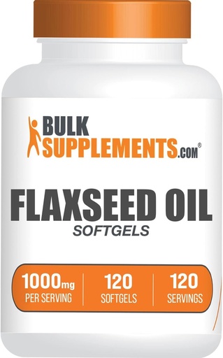 [BRSRM2YBDNYWKDLD] BulkSupplements.com Flaxseed Oil Softgels - Flaxseed Supplement, Flaxseed Oil 1000mg Softgels - Herbal Supplement, Gluten Free, 1 Softgel per Serving, 120 Count (Pack of 1)
