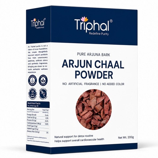 [BRSRABLRC56B4ETO] TRIPHAL Arjun Chaal Powder (Pure Churna) 200g – Clean, Dirt-Free Terminalia Arjuna Bark Powder | Natural Hridya Herb for Heart Wellness | Arjun Ki Chaal for Kadha, Tea or Milk | Chemical-Free