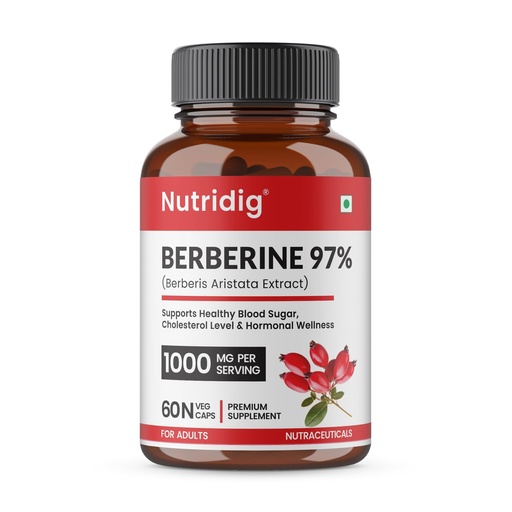 [BRSRYFARAUNBOD33] Berberine 97% from Berberis Aristata | 500 mg Berberine HCl | High Purity Berberine Supplement | Supports Healthy Blood Sugar & Cholesterol Metabolism | 60 Veg Capsules