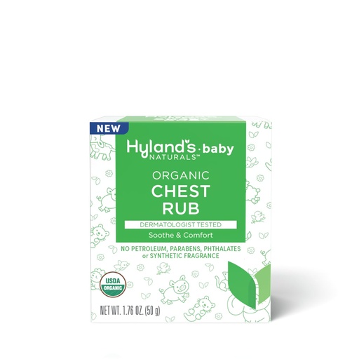 [BRSRMAIBO4HBACTG] Hyland's Baby Organic Chest Rub, Soothe and Comfort, with Organic Lavender, Peppermint, and Chamomile Flower Oil, Safe and Gentle, Dermatologist Tested, 1.76 Oz, Infant
