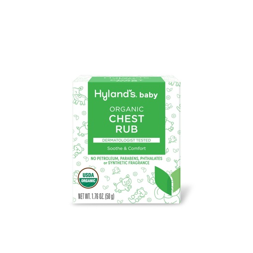 [BRSRMAIBO4HBACTG] Hyland's Baby Organic Chest Rub, Soothe and Comfort, with Organic Lavender, Peppermint, and Chamomile Flower Oil, Safe and Gentle, Dermatologist Tested, 1.76 Oz, Infant