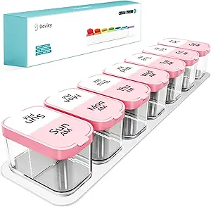 [BRSRMAD6CUIGY2DL] Daviky Extra Large Pill Organizer Weekly, XL Medicine Pill Organizer 2 Times a Day, Big Pill Box 7 Day AM PM for Vitamins, Supplements and Medication