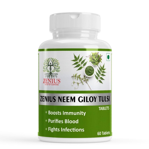 [BRSRGBAHCBYAKC3L] Zenius Neem Giloy Tulsi Tablets, Boosts Immunity, Purifies Blood, Fights Infections, Ayurvedic, 60 Tablets