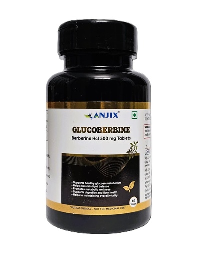 [BRSRGCY2AAMBQCTF] Berberine HCL (Glucoberbine) 97 Percent Tablets | 500 mg Herbal Supplement for Metabolism Support Digestive Wellness | 60 Tablets Pack