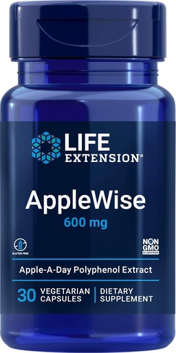[BRSWIZIOAIDAAH3U] Life Extension AppleWise 600mg Antioxidant-Rich Organic Apple Polyphenols Heart & Colon Health - Non-GMO, Gluten-Free - 30 Vegetarian Capsules