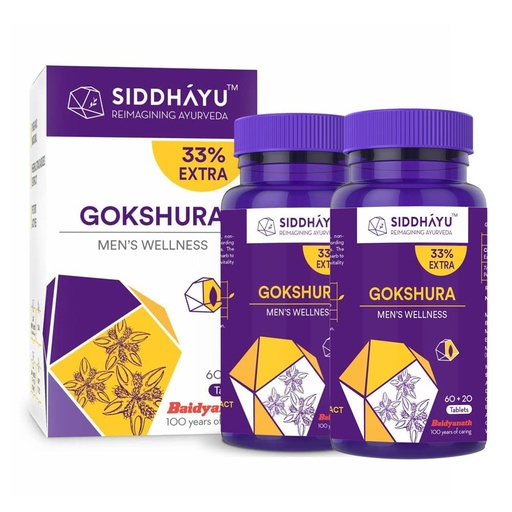 [BRSW2AT4AF7WECTB] Siddhayu Gokshura Tablet | Men's Wellness | Tribulus| Enhances Immunity-Boosting and Strength | 60 + 20 Tablets Free - Pack of 2