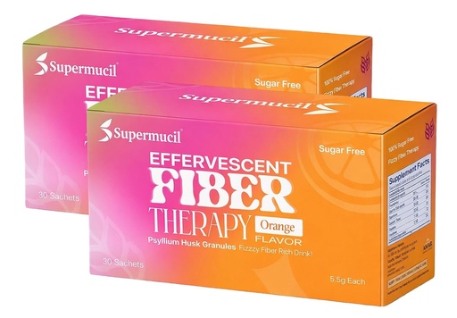[BRSRYZAYPNYAADLO] Psyllium (Sat Isabgol) Effervescent Fiber Therapy Orange Flavor | Sugar-Free Digestive Fiber Supplement | Supports Constipation Relief & Gut Health | 30 Sachets (5.5g Each) – Pack of 2