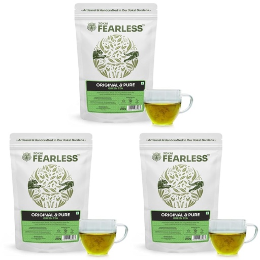 [BRSRYZAOCJ6BAHQU] Fearless Green Tea Original & Pure | 250g | Natural Loose Leaves | Non Bitter Assam Tea | Silver Tips | Exported Worldwide, Now In India | Single Estate Jokai | Makes 150+ cups (Pack of 3)