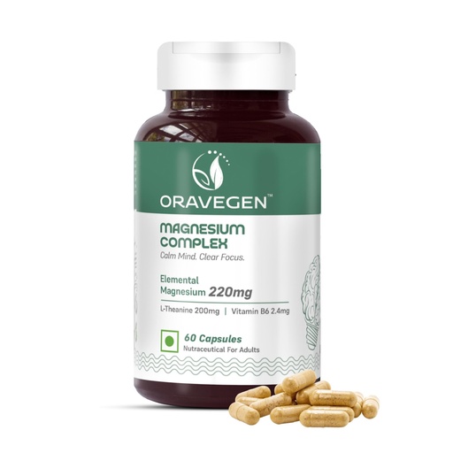 [BRSRYY33OAFAEG3G] Magnesium Complex | 220mg Elemental Magnesium Glycinate with L-Theanine & Vitamin B6 | Stress Relief & Sleep Support | 60 Vegan Capsules | Lab Tested
