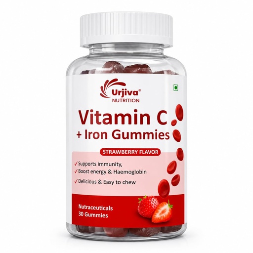 [BRSRYYITBYAR4CQ3] Vitamin C + Iron Gummies, Strawberry Flavor, 30 Count