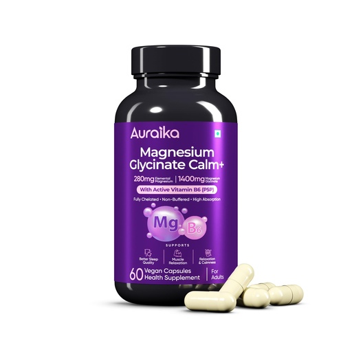 [BRSRYYDRCEFAAALG] Magnesium Glycinate 1400mg with Vitamin B6 | 280mg Elemental Magnesium | Fully Chelated Non-Buffered Magnesium Supplement | Supports Relaxation, Restful Sleep, Muscle Recovery & Nervous System Health | 60 Veg Capsules